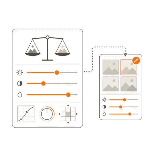 Diagram of sliders and a per-image adjustment panel